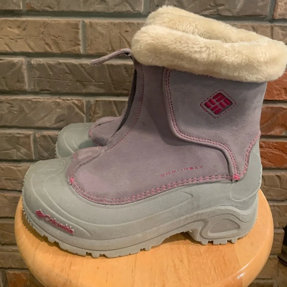 Columbia Girls Zippered Warmly Lined Snow Boots Purple/Grey Size 3